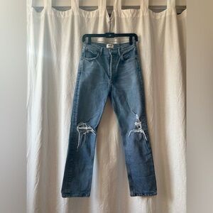 Agolde Button Fly Light Blue Distressed Jeans